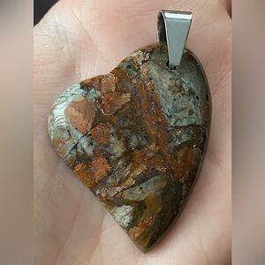 Jasper Heart Shaped Pendant Necklace